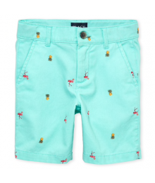 Childrens Place Aqua With  Pineapple Print Chino Shorts